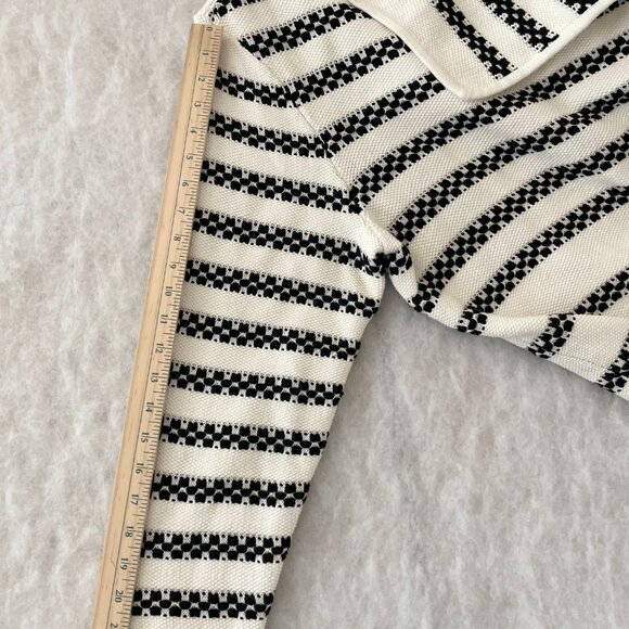 Talbots Womens White Black Textured Stripe Open Front Draped Cardigan Size 2XP - Picture 7 of 8